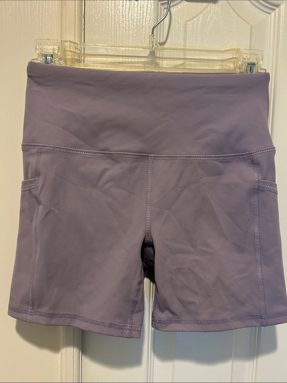 RBX Lavender High-Rise Athletic Shorts with Side Pockets